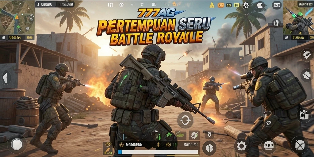 Tangkapan layar 777AG menampilkan aksi Battle Royale yang mendebarkan di arena pertempuran.