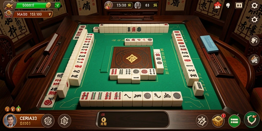 Screenshot CERIA33 menampilkan gameplay Mahjong yang seru dan mendebarkan.