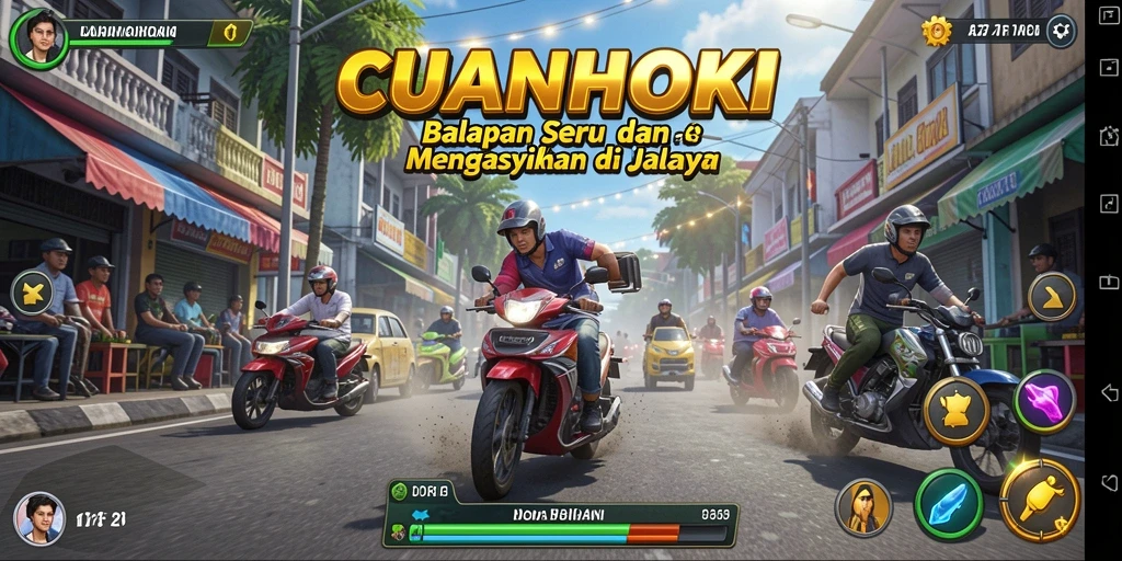 Gameplay seru di lintasan balap CUANHOKI yang menegangkan.