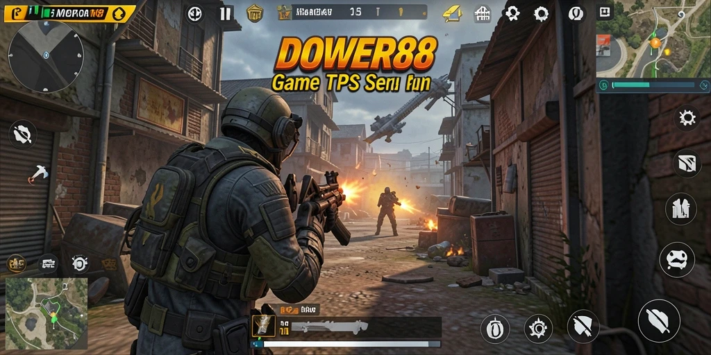 Gameplay mendebarkan DOWER88 saat pertarungan TPS.