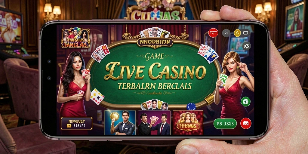 Screenshot gameplay F7F7 menampilkan dealer langsung dan interaksi pemain.