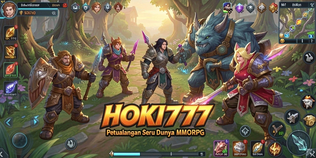 Screenshot HOKI777 menampilkan aksi pertempuran seru di dunia MMORPG.
