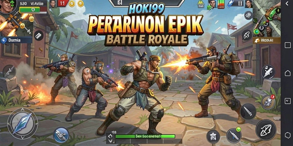 Tangkapan layar HOKI99 menampilkan pertarungan seru di medan perang Battle Royale.