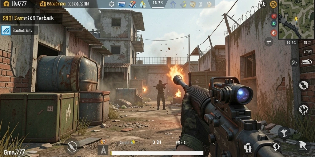 Tampilan gameplay menegangkan di dalam INA777 dengan aksi tembak-menembak yang intens.