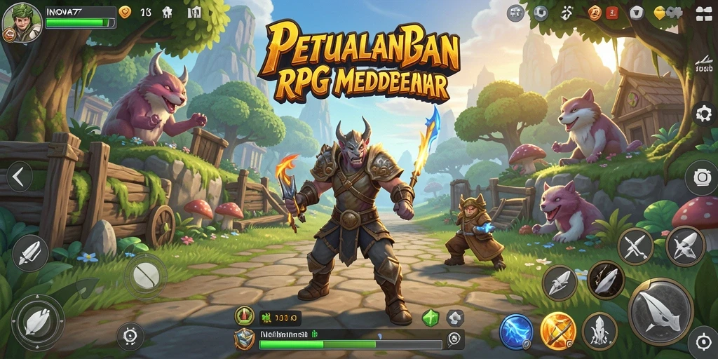 Screenshot menampilkan aksi mendebarkan dalam game RPG INOVA77.
