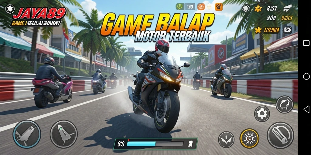 Tangkapan layar gameplay JAYA89 yang mendebarkan dalam balapan motor.