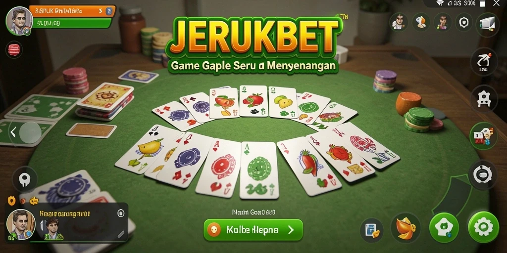 Tampilan gameplay seru dari JERUKBET yang menampilkan permainan Gaple.