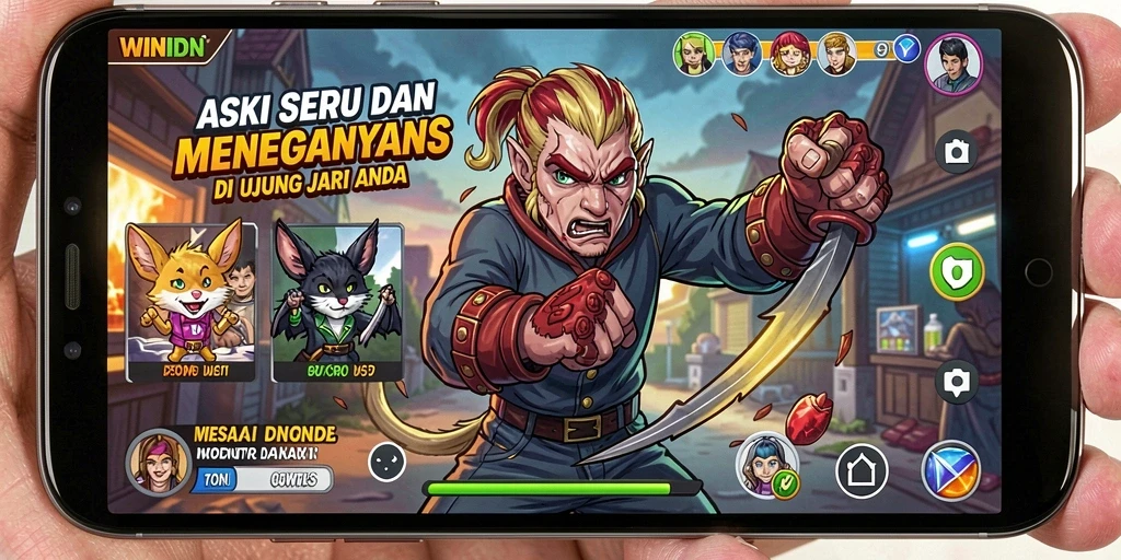 Screenshot gameplay WINIDN menampilkan aksi seru dan karakter yang dinamis.